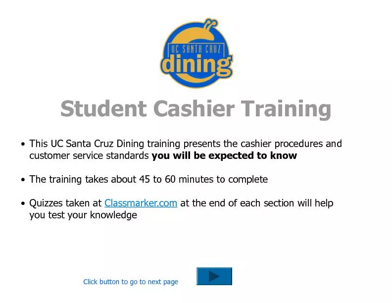 Student Cashier Training