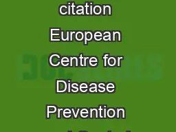 Suggested citation European Centre for Disease Prevention and Control