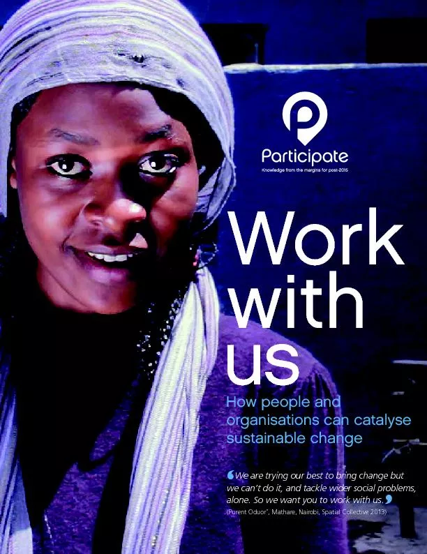 WORK WITH US: HOW PEOPLE AND ORGANISATIONS CAN CATALYSE SUSTAINABLE CH