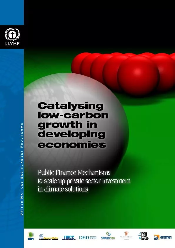 Catalysing low-carbon growth in developing economiesPublic Finance Mec