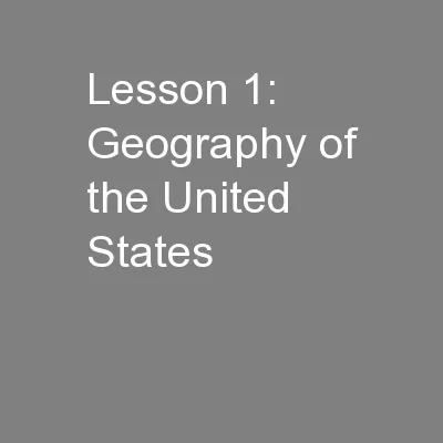 Lesson 1: Geography of the United States