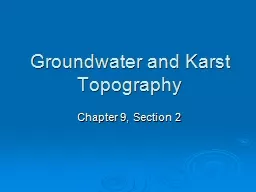 Groundwater and Karst Topography