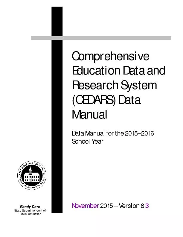 CEDARS Data Manual for 2015-16          November2015 Version 8. Page 1