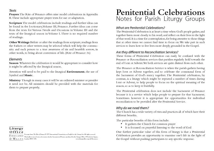 Penitential Celebrations