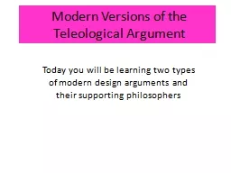 Modern Versions of the Teleological Argument