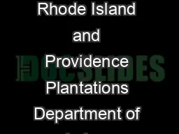 State of Rhode Island and Providence Plantations Department of Labor &