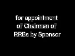 for appointment of Chairmen of RRBs by Sponsor