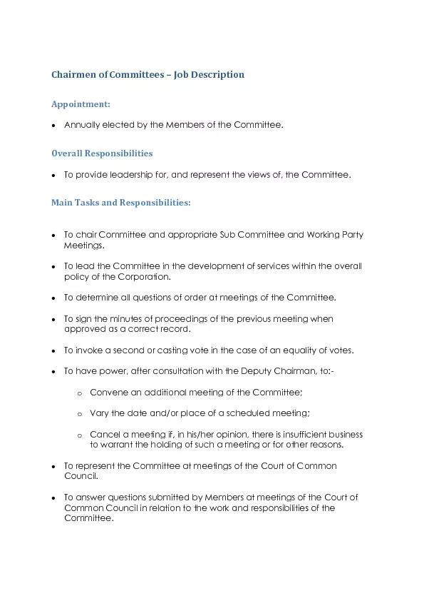 Chairmen of Committees