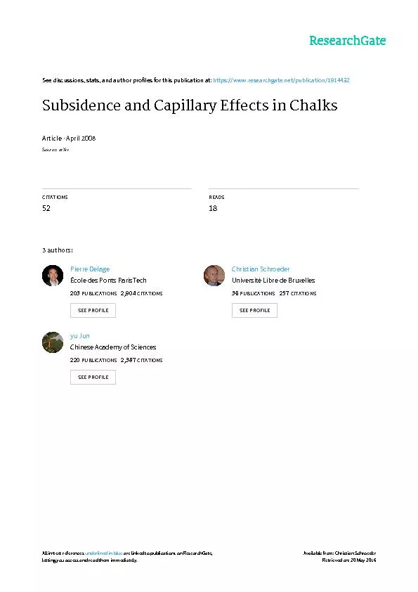 Subsidence and capillary effects in chalks  Subsidence et effets capil