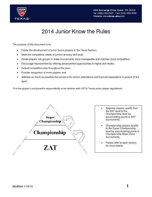 The purpose of this document is to:  Foster the development of junior