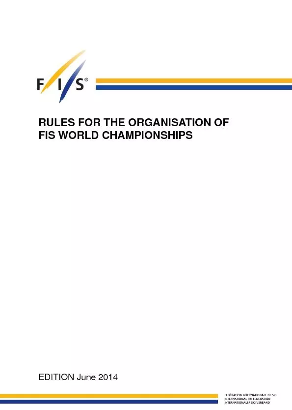 RULES FOR THE ORGANISATION OF
