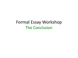 Formal Essay Workshop