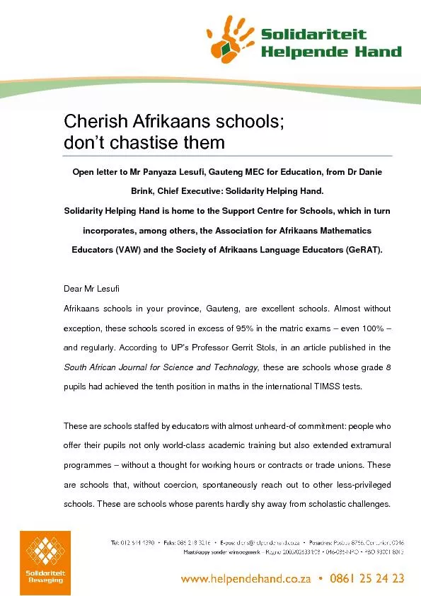 Cherish Afrikaans schools;