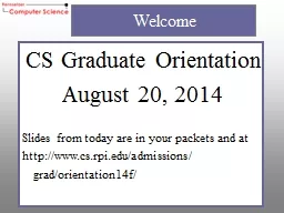 CS Graduate Orientation
