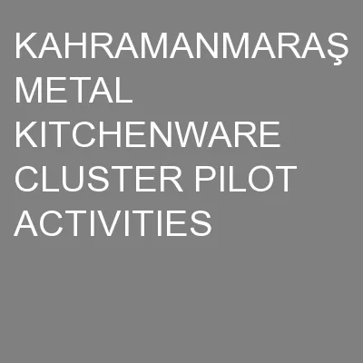 KAHRAMANMARAŞ METAL KITCHENWARE CLUSTER PILOT ACTIVITIES