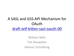A SASL and GSS-API Mechanism for