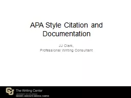 APA Style Citation and Documentation
