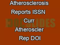 Current Atherosclerosis Reports ISSN  Curr Atheroscler Rep DOI