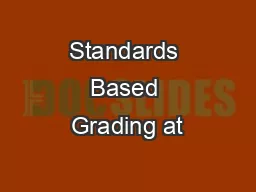 Standards Based Grading at