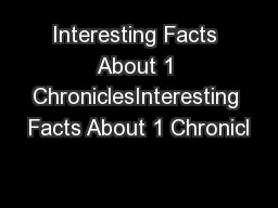 Interesting Facts About 1 ChroniclesInteresting Facts About 1 Chronicl