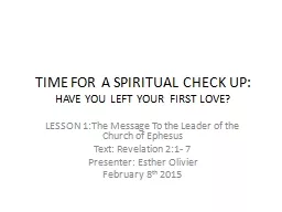 TIME FOR A SPIRITUAL CHECK UP: