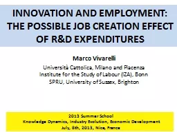 INNOVATION AND EMPLOYMENT:
