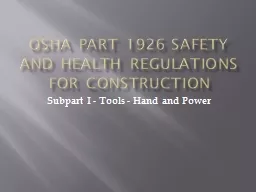OSHA Part 1926 Safety and Health Regulations for Constructi