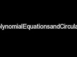 PolynomialEquationsandCirculant