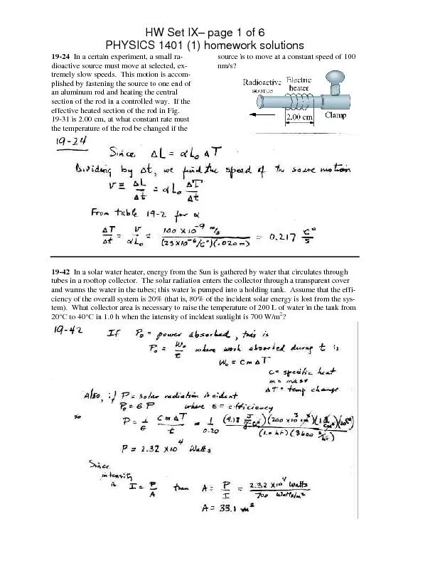 HW Set IX page 1 of 6  PHYSICS 1401 (1) homework solutions 1924  In a