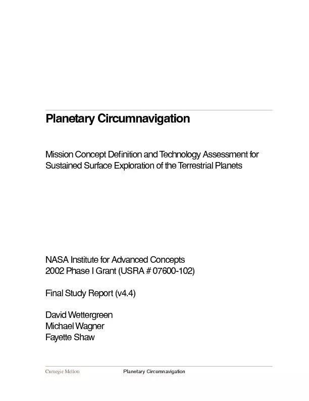 Carnegie MellonPlanetary Circumnavigation