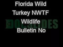Florida Wild Turkey NWTF Wildlife Bulletin No