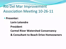 Rio Del Mar Improvement Association Meeting 10-26-11