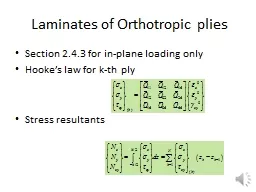Laminates of Orthotropic plies