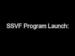 SSVF Program Launch: