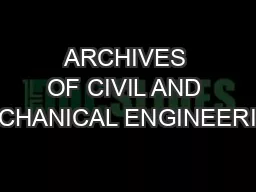 ARCHIVES OF CIVIL AND MECHANICAL ENGINEERING