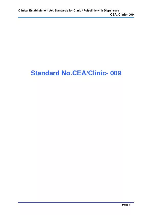 Clinical Establishment Act Standards for