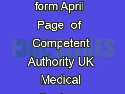 RG registration form April  Page  of  Competent Authority UK Medical Devices Regulatio