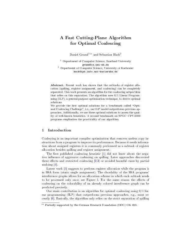 A Fast Cutting-Plane Algorithm for Optima lCoalescing3