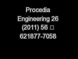 Procedia Engineering 26 (2011) 56 – 621877-7058 