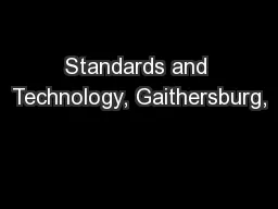 Standards and Technology, Gaithersburg,