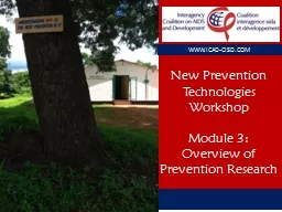 New Prevention Technologies Workshop