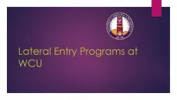 Lateral Entry Programs at WCU