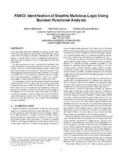 FANCI Identication of Stealthy Malicious Logic Using Boolean Functional Analysis Adam