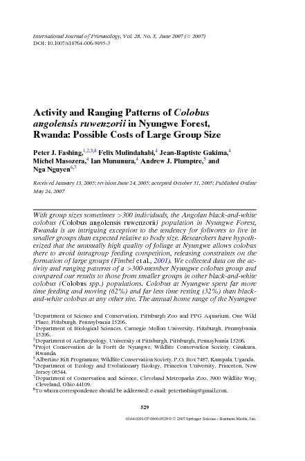 Activity and ranging patterns of colobus