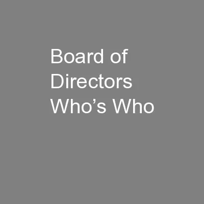 Board of Directors Who’s Who
