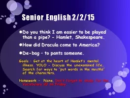 Senior English 2/2/15
