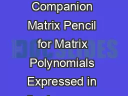 On a Generalized Companion Matrix Pencil for Matrix Polynomials Expressed in the Lagrange