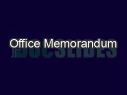 Office Memorandum