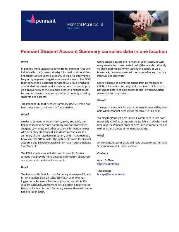 Pennant student account summary complies data in one location