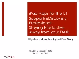 iPad Apps for the Lit Support/eDiscovery Professional -